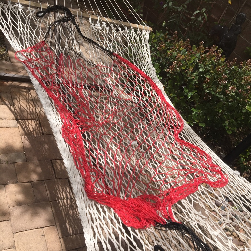 Red Black Netted Hammock swing Handmade in Mexico